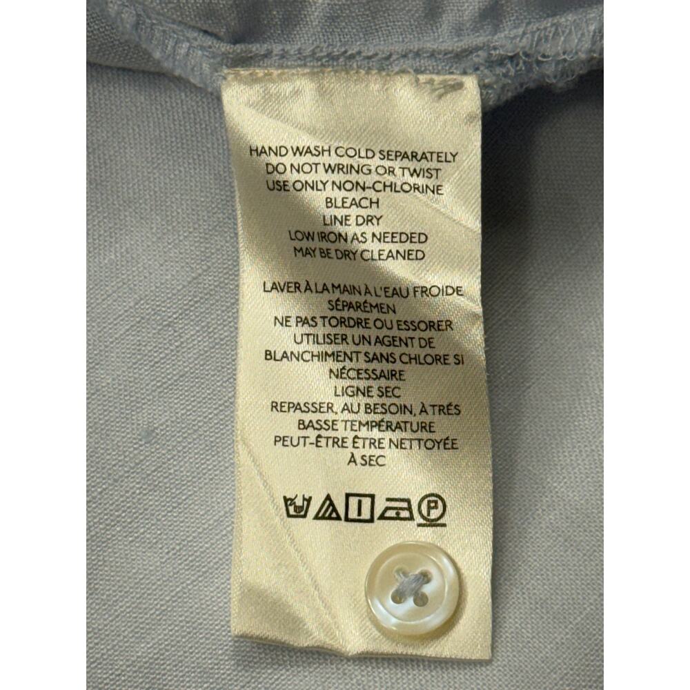 Anthropologie Maeve blue 100% linen button-down shirt oversized high-low hem - Picture 13 of 14